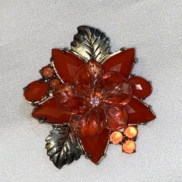 Vintage Laila Rowe Pink Lucite And Plastic Faceted Stones Flower Pin Brooch HTF - Picture 2 of 11